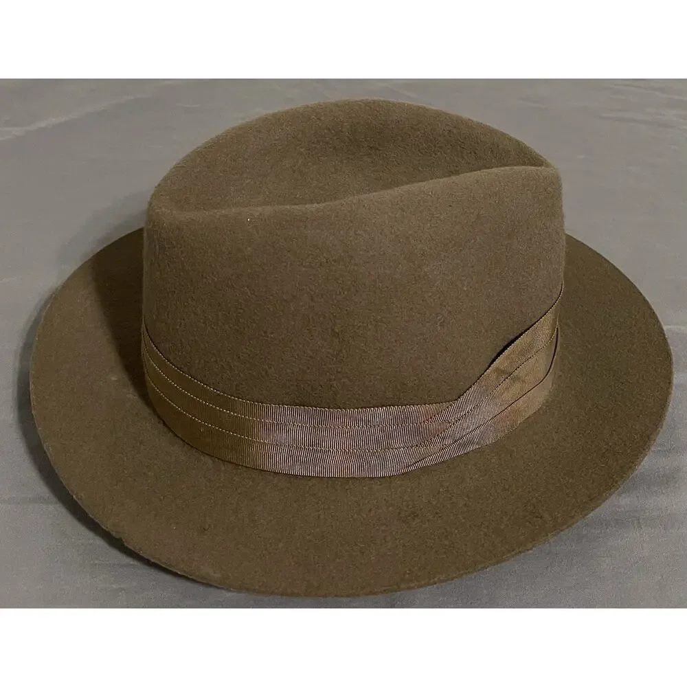 Vintage 80s Banana Republic Safari Fedora 7 3/8 Brown Wool Made in England